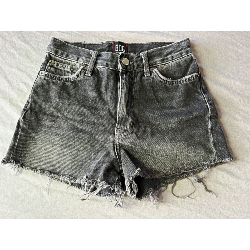 BDG Women's Gray High Rise Dark Wash Denim Cutoff Shorts Size 24 Frayed 5-Pocket